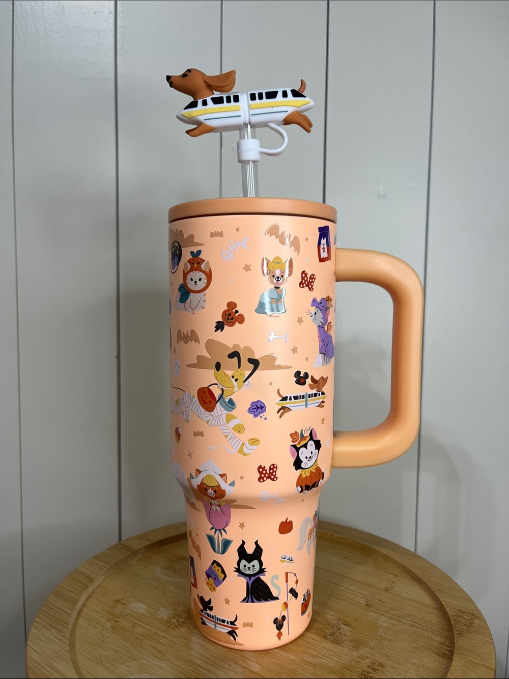 Disney Cats and Dogs Halloween 30 oz. Stainless Travel Tumbler w/ Straw Topper